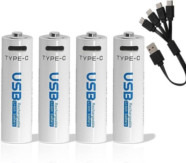 AiVR USB Rechargeable Batteries 4pc – AAA – 900mWh - Image 2