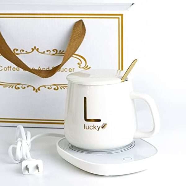 Lucky Electric Coffee Mug Warmer - Keep Your Brew Warm (White) - Image 3