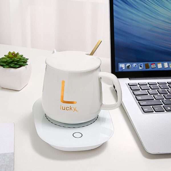 Lucky Electric Coffee Mug Warmer - Keep Your Brew Warm (White) - Image 2