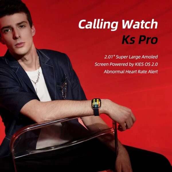 Kieslect KS Pro Calling Smart Watch With 2.01″ Amoled Display (With Extra Strap+Protector) Black Color - Image 3