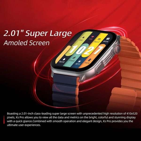 Kieslect KS Pro Calling Smart Watch With 2.01″ Amoled Display (With Extra Strap+Protector) Black Color - Image 2