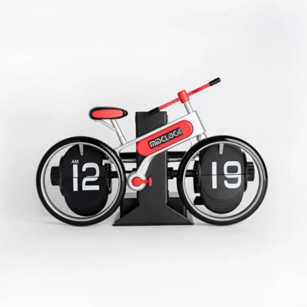 MidClock HY-F117 Bicycle Vintage Flip Desk Clock – White & Red - Image 3